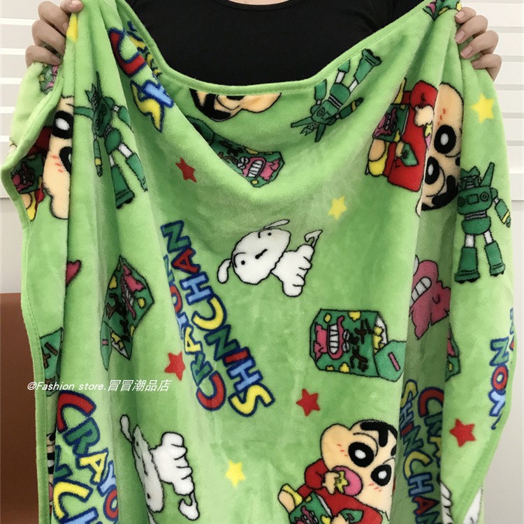 可爱小新毛毯办公室午睡盖毯空调毯学生教室宿舍午休法兰绒小毯子