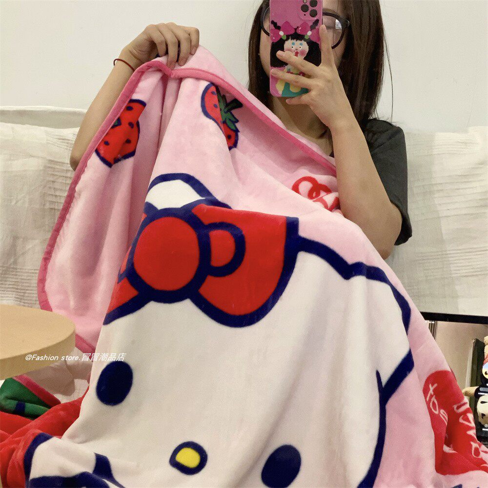 冒冒日系HelloKitty毛毯家用盖毯大号办公室空调毯法兰绒毯小被子