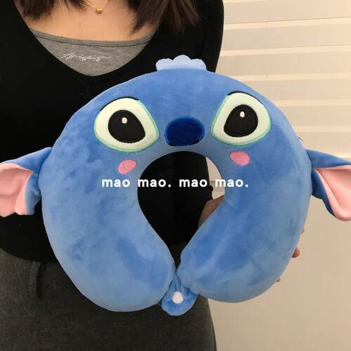 卡通蓝色狗U型枕记忆棉护颈枕