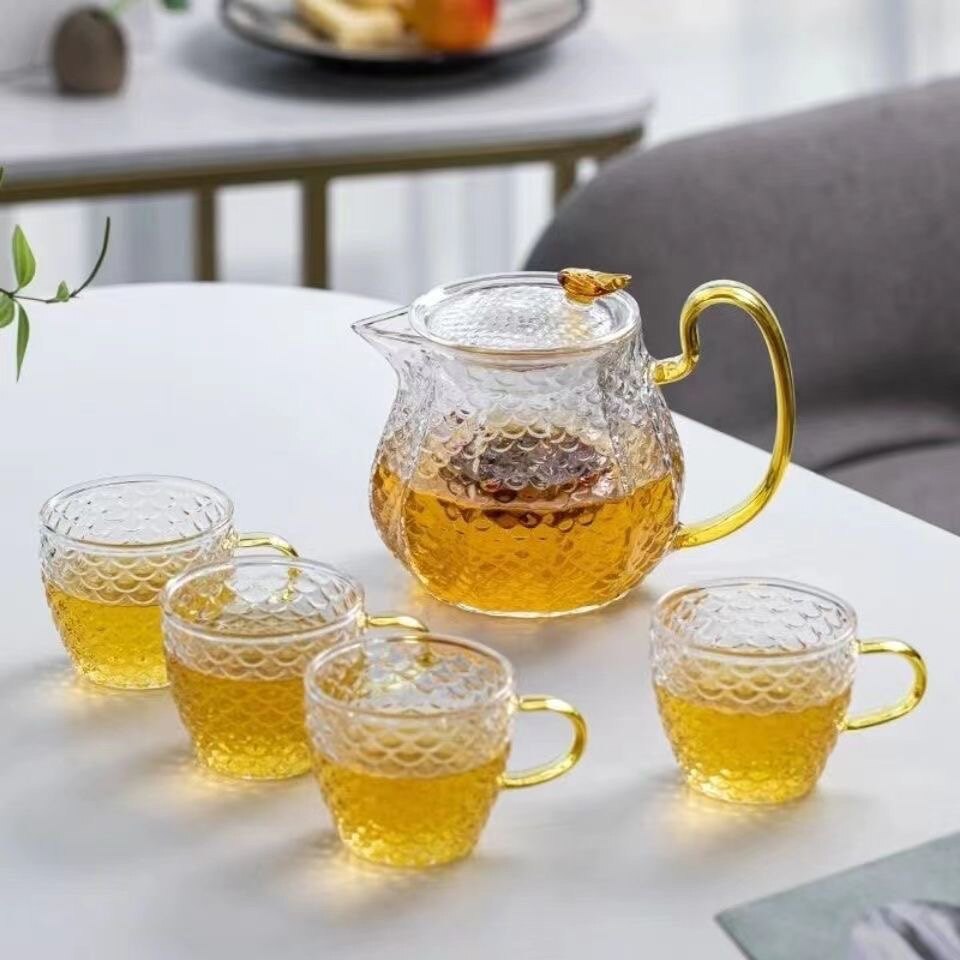 复古龙鳞锤纹玻璃茶壶加厚耐高温日式茶具礼品套装电陶炉煮茶