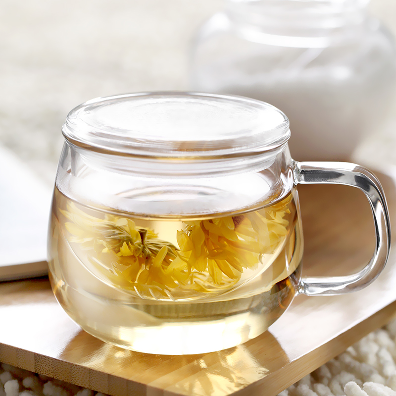 正品VATIRI/乐怡 玻璃水杯家用带把泡茶带盖过滤耐热花茶玻璃杯女