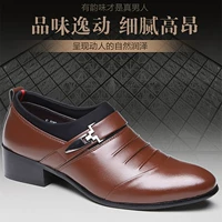 Quần áo nam bằng kim loại trang trí bằng da sợi nhỏ trang trí giày đế thấp mùa xuân và mùa thu văn phòng làm việc - Giày thấp giày sneaker tăng chiều cao nam