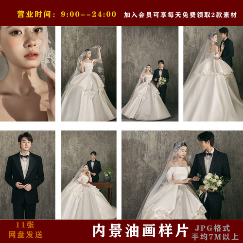 B2026新版油画11张样片婚纱照样片影楼油画风纯内景主纱内景样片
