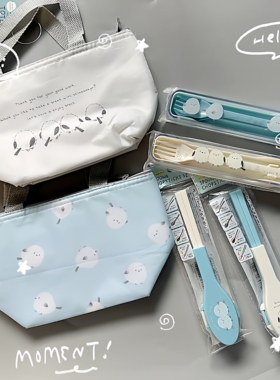 满38元包邮日本银喉长尾山雀 小肥啾小鸟便携筷勺套装耐热可微波