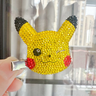 包邮可爱手工重工贴钻皮卡丘发夹亮晶晶刘海夹水钻边夹