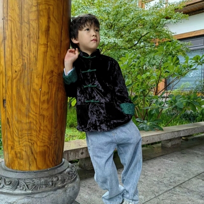 丝绒唐装双面可穿撞色贵气有腔调