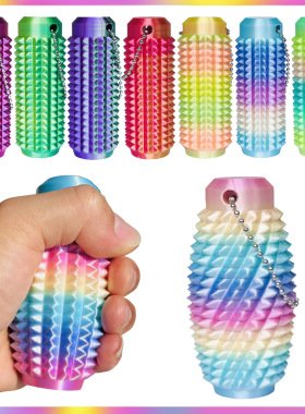 跨境爆款Spiky Grippie Stim Keychain便携式指尖减压按摩钥匙链