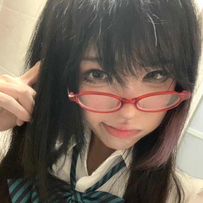 复古红色椭圆小框眼镜男女时尚个性可爱凹造型y2k辣妹平光镜小脸