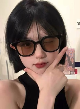 小红书同款黑框茶色墨镜女太阳镜夏遮阳2023新款韩版潮蹦迪眼镜男