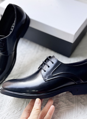 百家原单 头层胚小牛皮 商务系带男士正装皮鞋真皮通勤鞋R1064