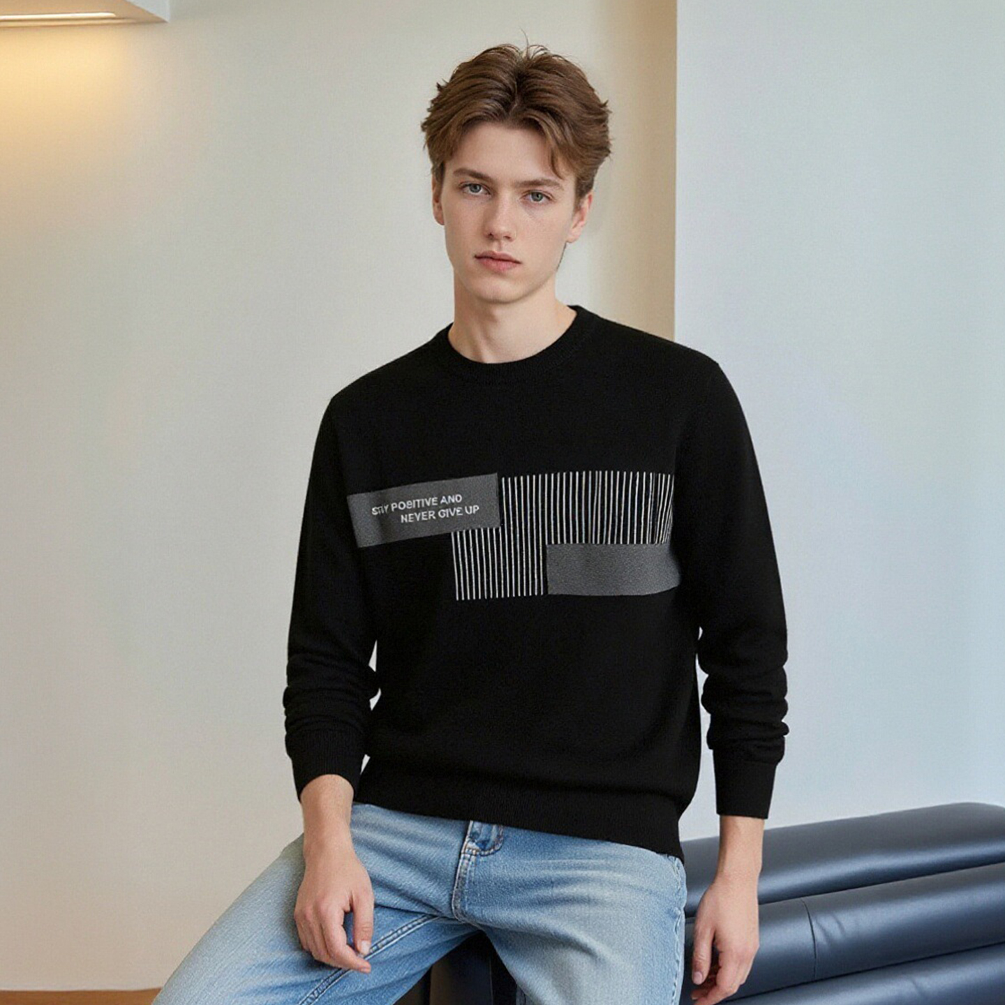 加厚保暖 时尚提花 品牌原单冬季时尚圆领男士休闲毛衣衫C972