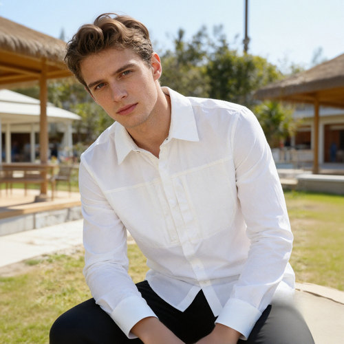 软糯高弹力 时尚口袋春秋季男士户外休闲防晒长袖衬衣衫A3045