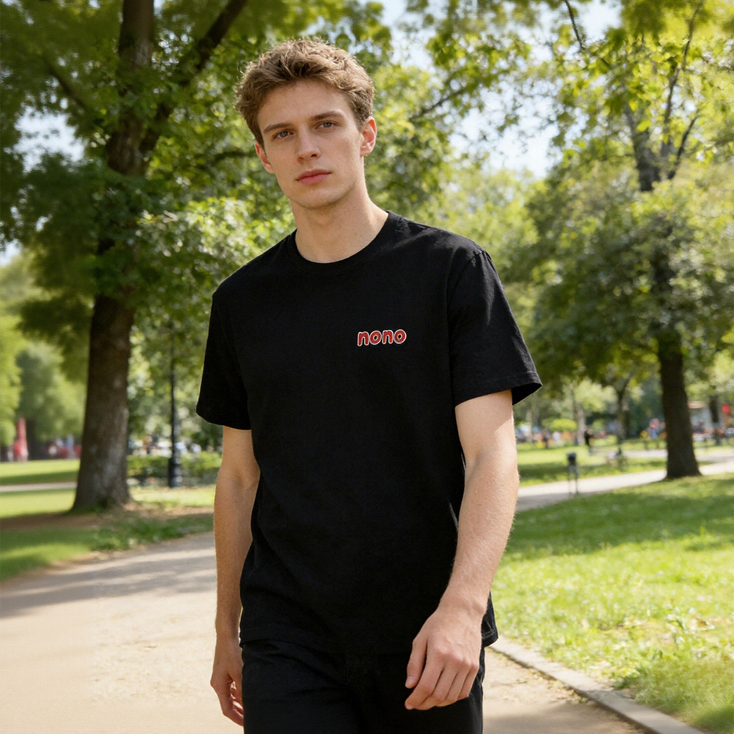 280克重磅全棉 二本针通肩包边 男女士夏季简洁印花短袖T恤B3628