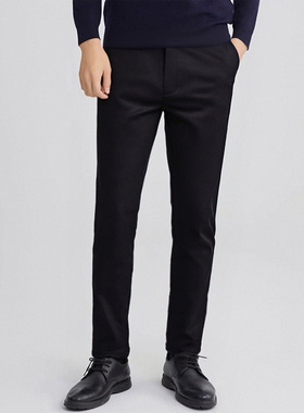 天丝料保暖男裤 加绒加厚冬季品牌原单商务职业休闲西装裤H1267