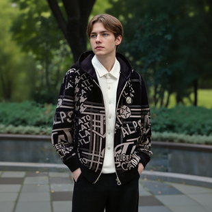 夹克外套D2422 潮流酷帅秋冬青年男士 意大利设计 复织绒毛提花