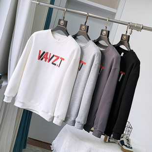 圆领保暖长袖 软糯长绒棉 男士 简洁字母冬季 上卫衣A2686 加绒加厚