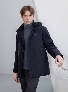 杰家工厂出 超强三防面料90白鸭绒男士商务休闲带帽厚羽绒服F1052