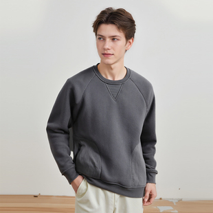 圆领长袖 双倍加绒加厚 男士 原单保暖冬季 卫衣X0088 YKK拉链口袋