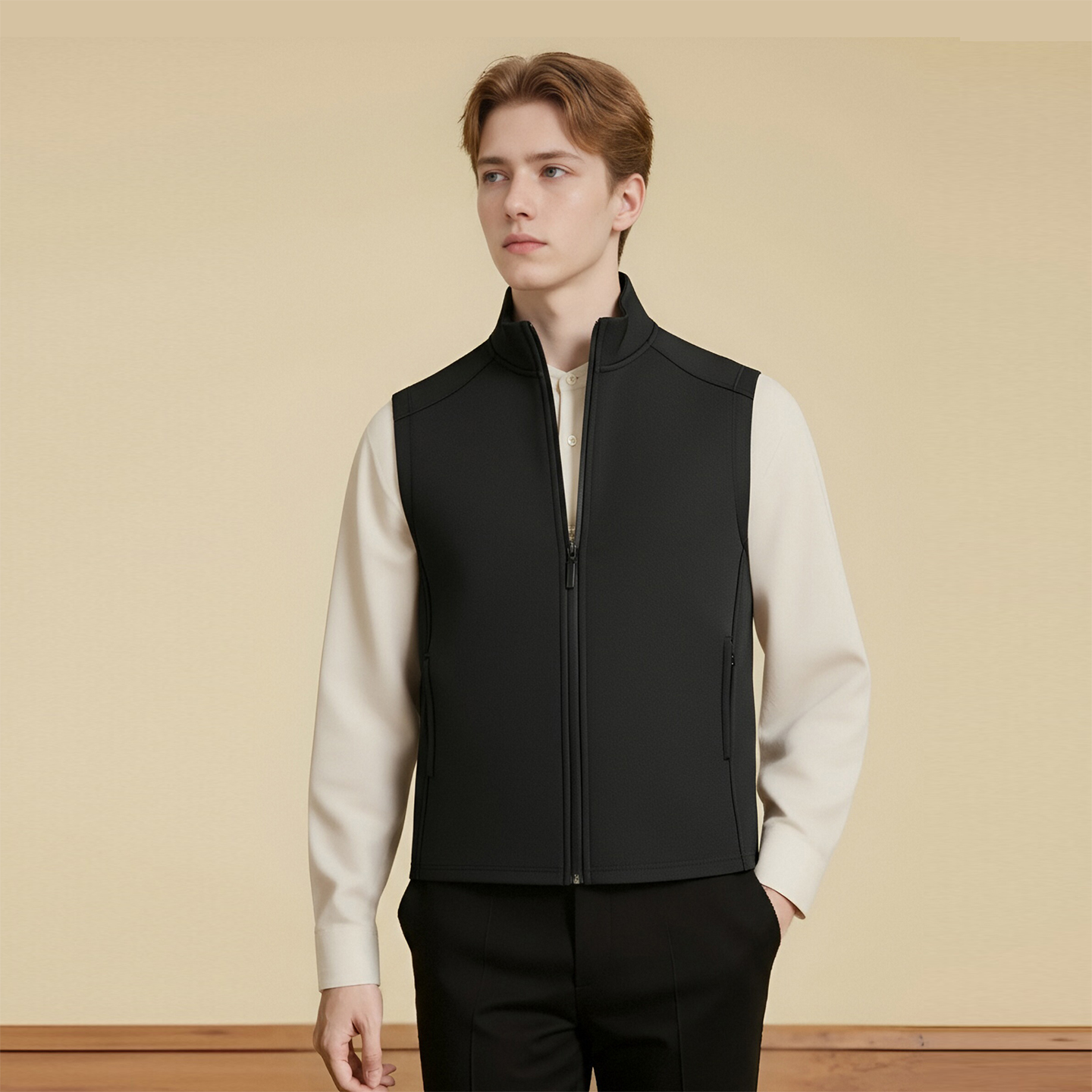 双织厚款 弹力舒适 简约立领秋男女士休闲马甲百搭背心马夹A3067