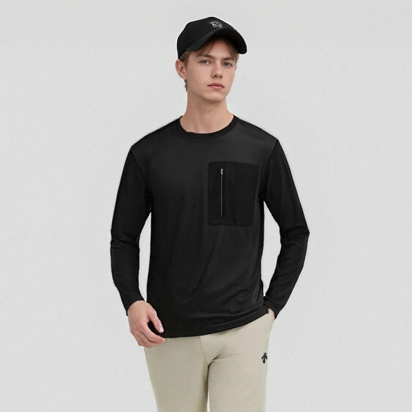 速干透气高弹力 鸟家款压胶口袋男士户外运动长袖T恤秋上衣A3064