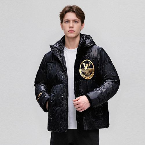 高端货！哑光雾面防水免洗！冬季时尚连帽印花男士羽绒服F753