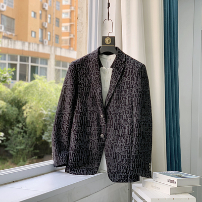 9932男黑灰色西服外套
