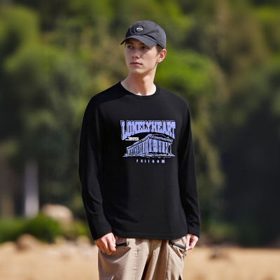 舒适1OO棉 时尚印花 春夏季男士圆领休闲长袖T恤衫A3039