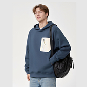 软弹加厚宽松阔版 连帽秋冬季 男士 三明治空气层 长袖 卫衣X0089