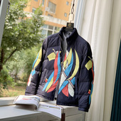 轻奢高端品牌 时尚 定制印花男女士立领羽绒服F922