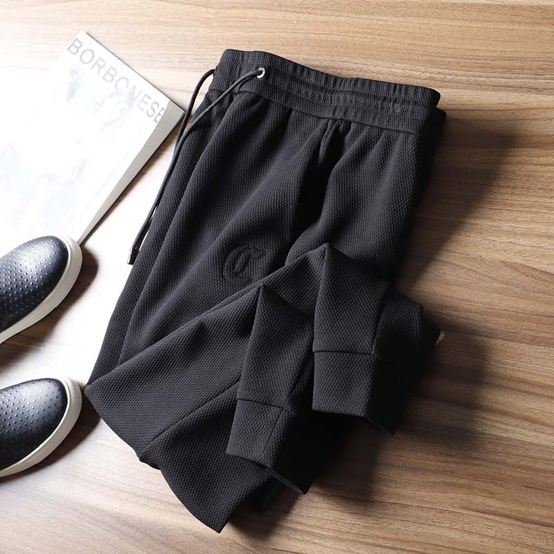 双织立体蜂巢纹 冬季简洁松紧腰收口男士加厚休闲长卫裤H1106