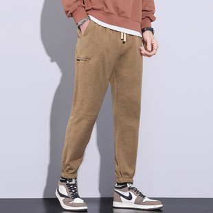 男女士束口运动休闲长裤 时尚 H1125 立体剪裁秋季 立体复织华夫格