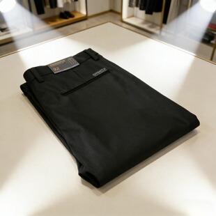 四面高弹力 轻量免烫抗皱春夏中高腰男士黑色直筒商务休闲裤Y2332