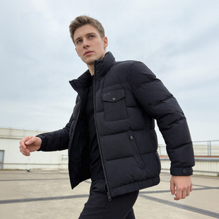 爱家原单 线下1999 轻三防弹力面料简约立领男士商务羽绒服F1122
