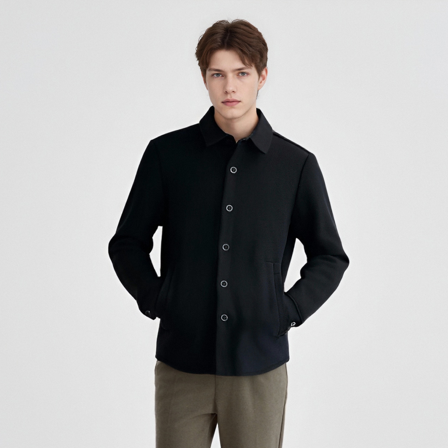 绵羊毛 意大利设计师品牌 线下1458 高端摇片针织男士外套D2525