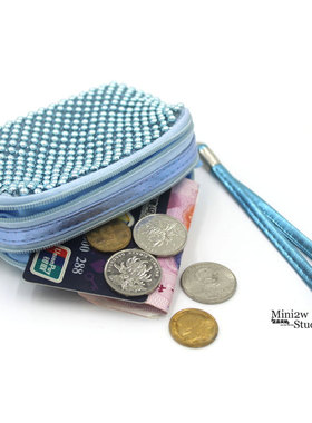 糖果色手拎拉链双层硬币包零钱包逛街小手包钥匙卡包零钱手拎小包