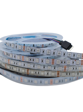 LED贴片灯带12V5050RGB七彩软灯条爆闪套管户外防水酒吧三色变色