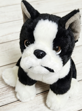 正版黑白色波士顿梗犬小型伴侣犬亲肤柔软毛绒玩具