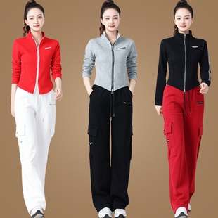 运动舞蹈服套装 时尚 广场舞服装 拉链健身跳舞衣裤 女加厚春秋冬 新款