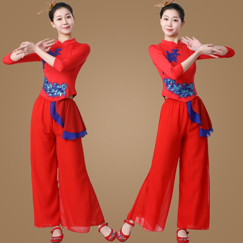 广场舞民族舞蹈服舞动优美亮片美