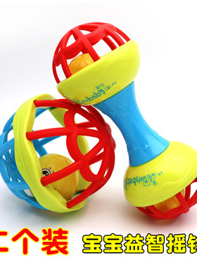 婴幼儿软胶摇铃牙胶0-12个月健身手抓圆球新生儿宝宝安抚铃铛玩具