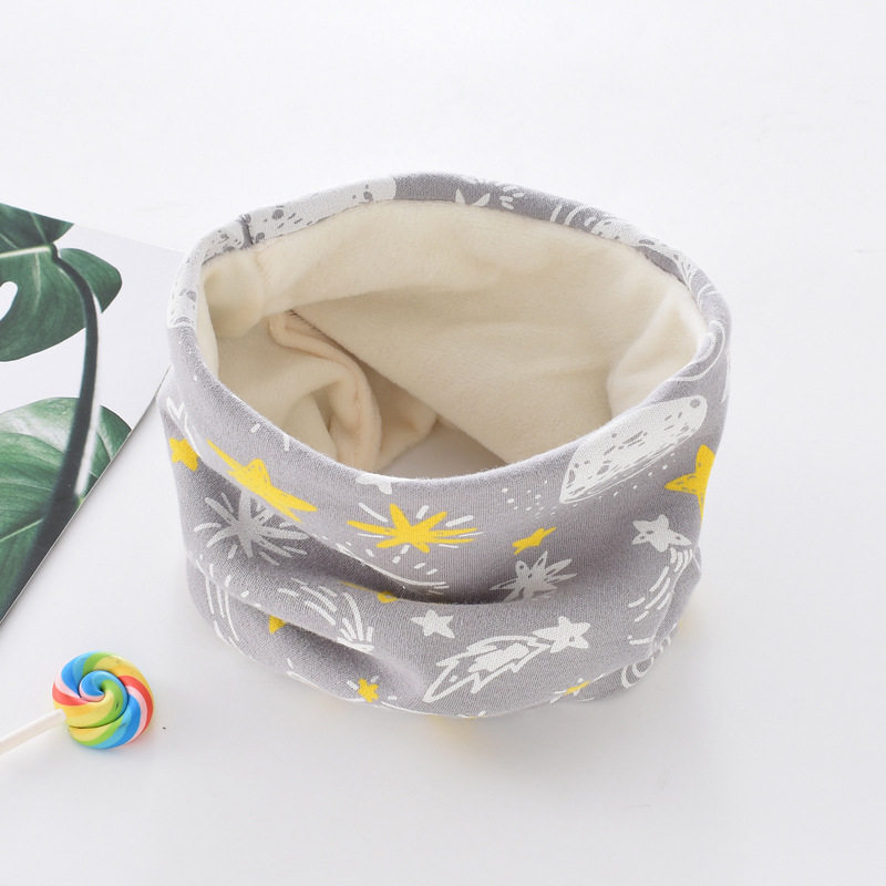 가을 겨울 순면 어린이 목 스카프 어린이 플러스 벨벳 목 소매 소년 소녀 목 스카프  따뜻한 더블 레이어 목 소매