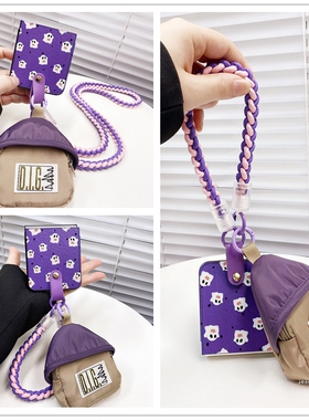 ins紫色卡通幽灵迷你书包适用oppofindn3flip手机壳手提腕带OPPO新款小折叠屏FindN2Flip皮质保护套女款挂绳
