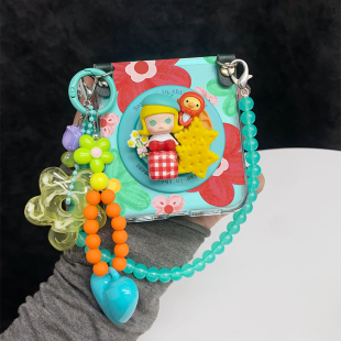 可爱小画家茉莉女孩适用三星zflip76折叠屏purax手机壳华为pocket2磁吸小米mixflip支架n3flip荣耀vflip