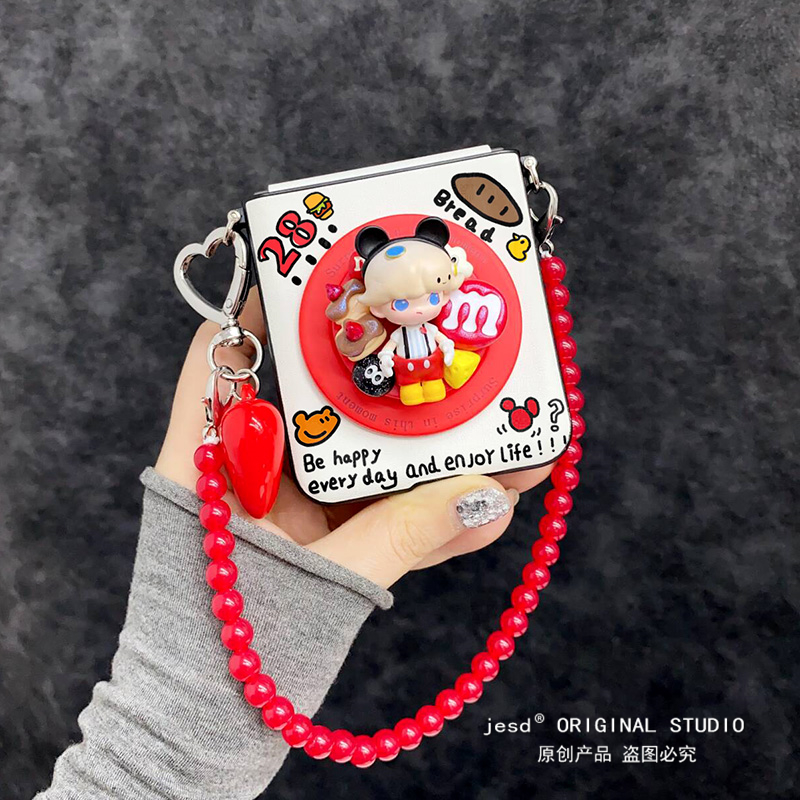 可爱米奇男孩适用三星zflip6折叠屏pura x手机壳pocket2保护套n3flip小米Mixflip荣耀vflip磁吸支架razr50/60