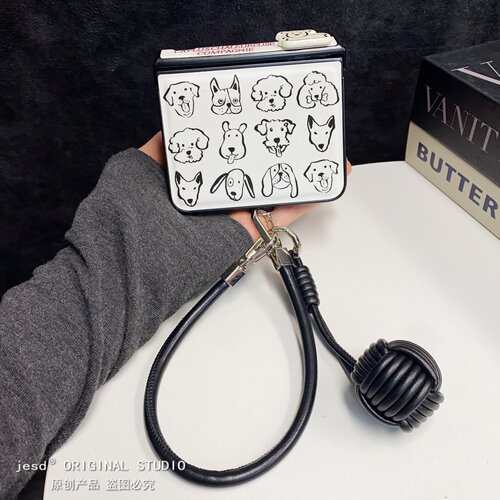 趣味ins可爱线条立体狗狗适用摩托罗拉razr50手机壳razr60ultra铰链中轴全包防摔Moto razr50ultra保护套新款