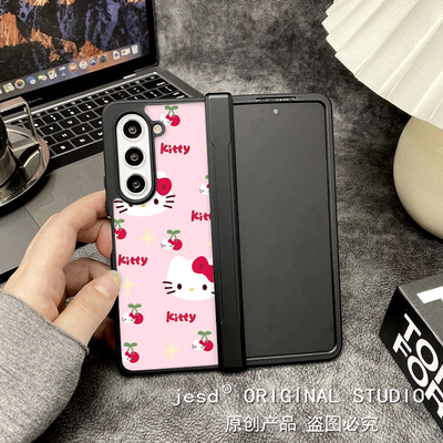 软萌樱桃适用三星zfold5手机壳z fold6折叠屏w24女网红新款Galaxy ZFold4软壳全包5g可爱卡通w23保护套