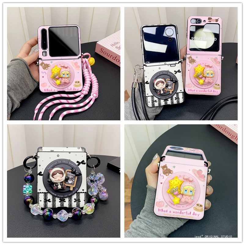 适用三星zflip6/5/4折叠屏手机壳PuraX典藏版novaflip小米mixflip睡衣熊猫磁吸支架p50pockets荣耀magicvflip