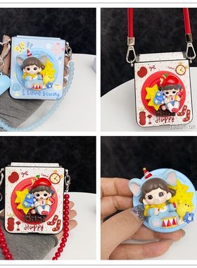 Zoa妹妹磁吸支架适用摩托罗拉razr50手机壳razr60ultra皮纹Moto razr50ultra保护套卡通可爱红苹果网红潮壳