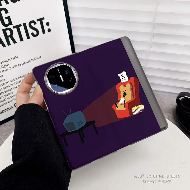 柿子椒熊适用华为matex5手机壳典藏版matex3折叠屏x2全包翻盖皮套新款小众荣耀magic vs2至臻版v2 rsr保护壳