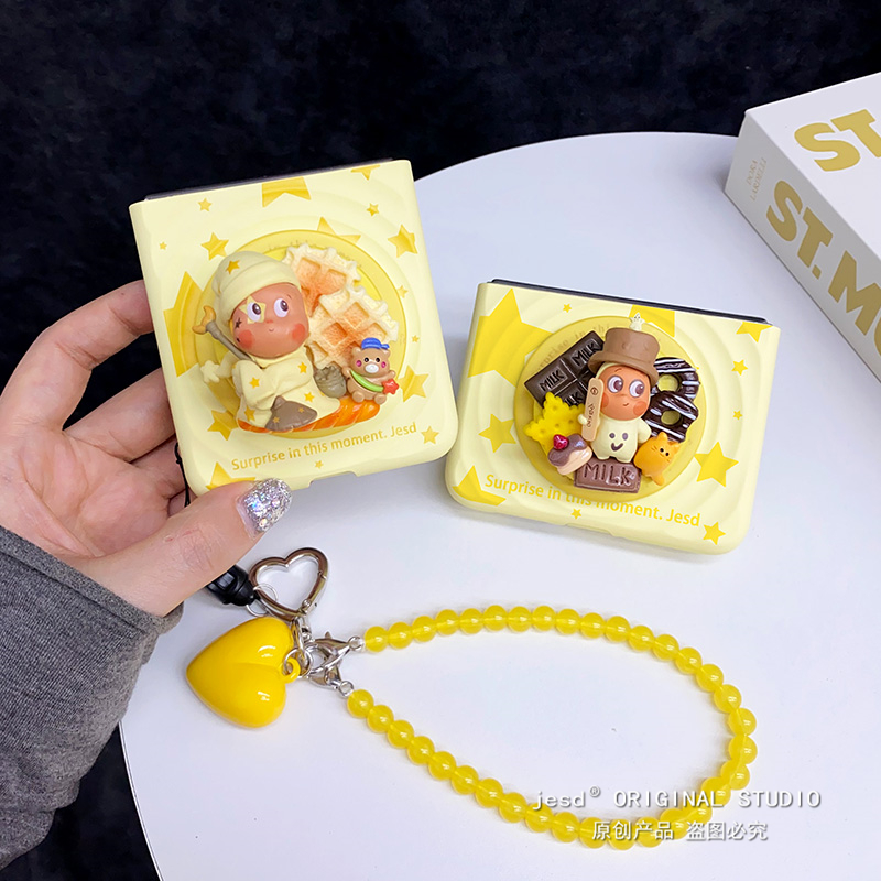 巧克力星星人适用三星zflip7折叠屏华为purax手机壳小米mixflip2支架pocket2磁吸波漾纹n3flip荣耀magicvflip